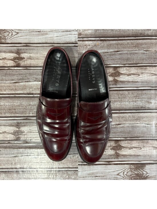 Harrys of London Classic Leather Penny Loafers size 42 US 9 color burgundy